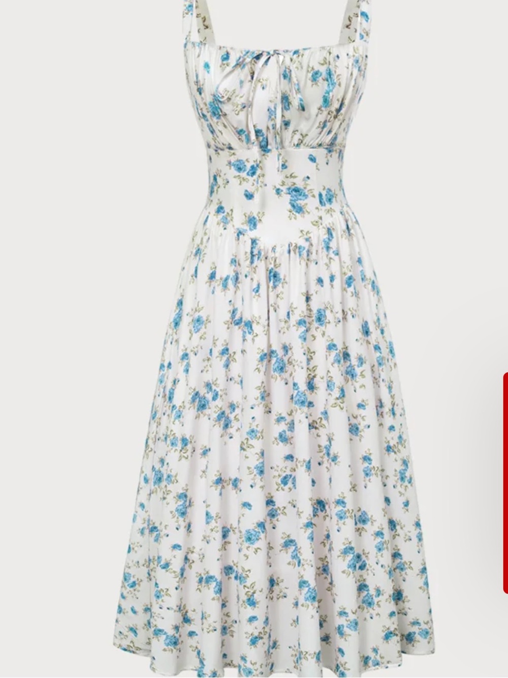 Scarlet Darkness Blue Floral Milkmaid Midi Dress Size Medium NWOT